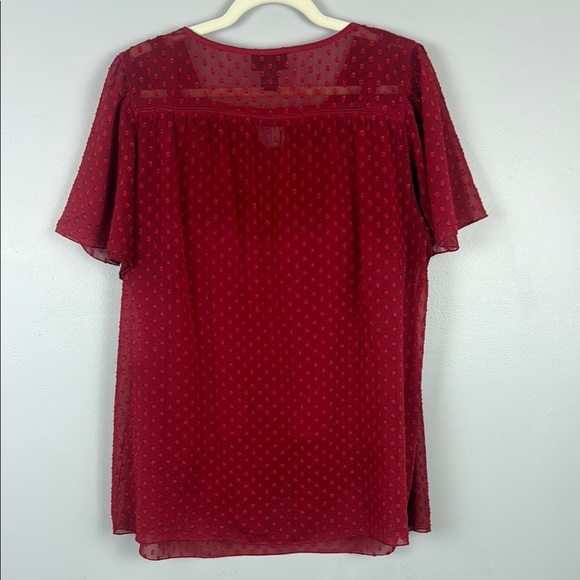 Lane Bryant Casual Red Sheer Tank Smocked Flutter Sleeve Blouse Size 18/20 - Picture 10 of 10